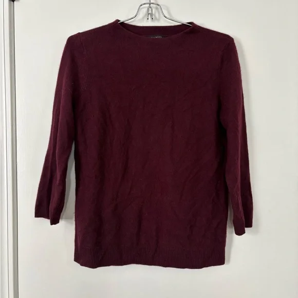 Talbots Women's Burgundy Pure Cashmere Crew Neck 3/4 Sleeve Pullover Sweater S - Picture 1 of 5